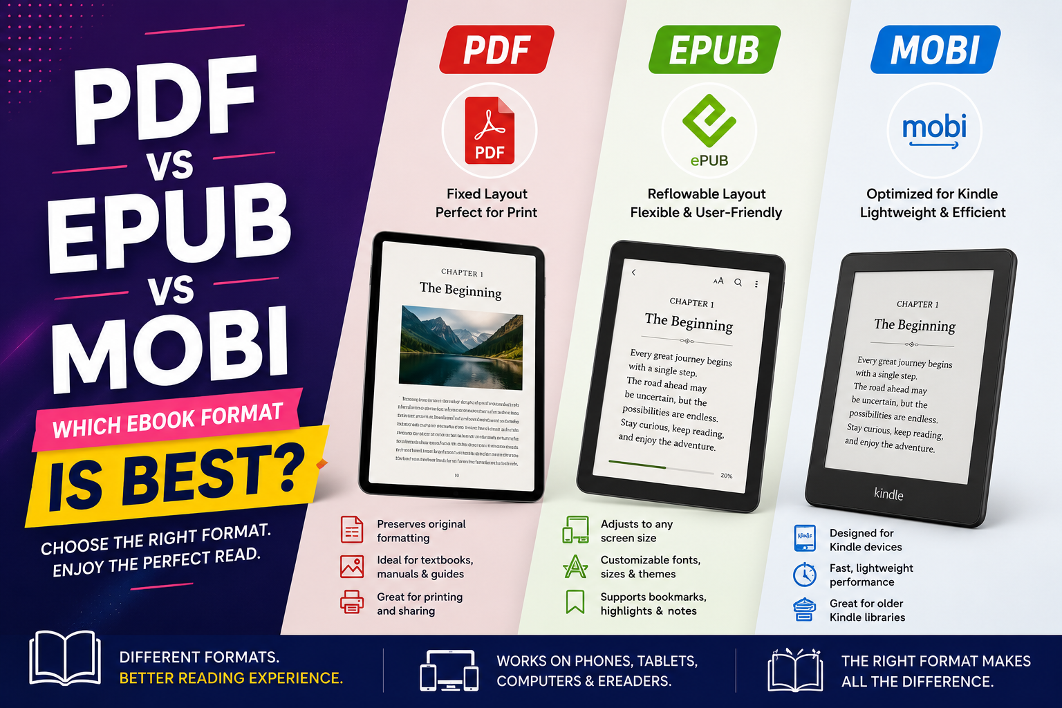 PDF vs EPUB vs MOBI: Which eBook Format Is Best?